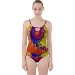 Fractal Spiral Bright Colors Cut Out Top Tankini Set