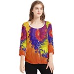 Fractal Spiral Bright Colors Chiffon Quarter Sleeve Blouse