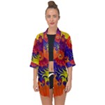 Fractal Spiral Bright Colors Open Front Chiffon Kimono