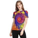 Fractal Spiral Bright Colors Women s Short Sleeve Rash Guard