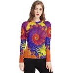 Fractal Spiral Bright Colors Women s Long Sleeve Rash Guard