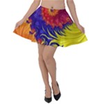 Fractal Spiral Bright Colors Velvet Skater Skirt