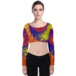 Fractal Spiral Bright Colors Velvet Long Sleeve Crop Top