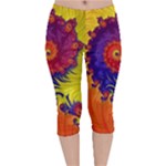 Fractal Spiral Bright Colors Velvet Capri Leggings 