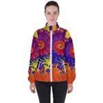 Fractal Spiral Bright Colors Women s High Neck Windbreaker