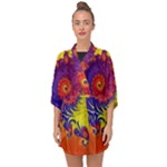 Fractal Spiral Bright Colors Half Sleeve Chiffon Kimono