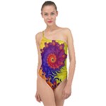 Fractal Spiral Bright Colors Classic One Shoulder Swimsuit