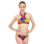 Fractal Spiral Bright Colors High Neck Bikini Set