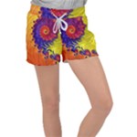 Fractal Spiral Bright Colors Velour Lounge Shorts