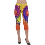 Fractal Spiral Bright Colors Lightweight Velour Capri Leggings 