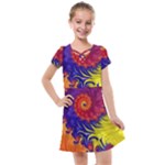 Fractal Spiral Bright Colors Kids  Cross Web Dress