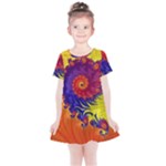 Fractal Spiral Bright Colors Kids  Simple Cotton Dress