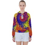 Fractal Spiral Bright Colors Women s Tie Up Sweat