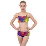 Fractal Spiral Bright Colors Layered Top Bikini Set