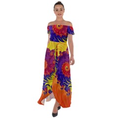 Off Shoulder Open Front Chiffon Dress 
