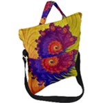 Fractal Spiral Bright Colors Fold Over Handle Tote Bag