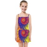 Fractal Spiral Bright Colors Kids  Summer Sun Dress