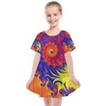 Fractal Spiral Bright Colors Kids  Smock Dress