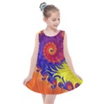 Fractal Spiral Bright Colors Kids  Summer Dress