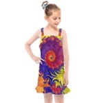 Fractal Spiral Bright Colors Kids  Overall Dress