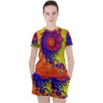 Fractal Spiral Bright Colors Women s Tee and Shorts Set