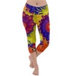 Fractal Spiral Bright Colors Lightweight Velour Capri Yoga Leggings