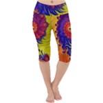 Fractal Spiral Bright Colors Lightweight Velour Cropped Yoga Leggings