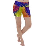 Fractal Spiral Bright Colors Lightweight Velour Yoga Shorts