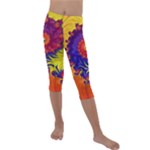 Fractal Spiral Bright Colors Kids  Lightweight Velour Capri Leggings 