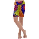 Fractal Spiral Bright Colors Kids  Lightweight Velour Cropped Yoga Leggings