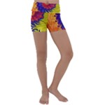 Fractal Spiral Bright Colors Kids  Lightweight Velour Yoga Shorts