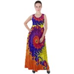 Fractal Spiral Bright Colors Empire Waist Velour Maxi Dress