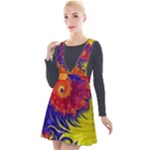 Fractal Spiral Bright Colors Plunge Pinafore Velour Dress