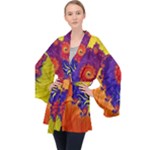 Fractal Spiral Bright Colors Long Sleeve Velvet Kimono 