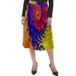 Fractal Spiral Bright Colors Classic Velour Midi Skirt 