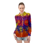 Fractal Spiral Bright Colors Long Sleeve Chiffon Shirt