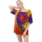 Fractal Spiral Bright Colors Oversized Chiffon Top