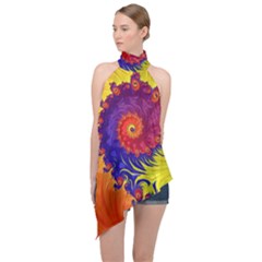 Halter Asymmetric Satin Top 