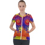 Fractal Spiral Bright Colors Short Sleeve Zip Up Jacket