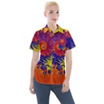 Fractal Spiral Bright Colors Women s Short Sleeve Pocket Shirt