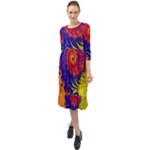 Fractal Spiral Bright Colors Ruffle End Midi Chiffon Dress