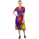 Fractal Spiral Bright Colors Keyhole Neckline Chiffon Dress