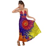 Fractal Spiral Bright Colors Backless Maxi Beach Dress