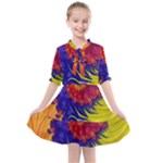 Fractal Spiral Bright Colors Kids  All Frills Chiffon Dress