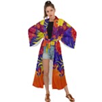 Fractal Spiral Bright Colors Maxi Kimono