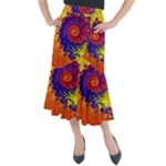 Fractal Spiral Bright Colors Midi Mermaid Skirt