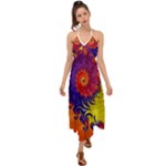 Fractal Spiral Bright Colors Halter Tie Back Dress 