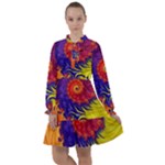 Fractal Spiral Bright Colors All Frills Chiffon Dress