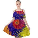 Fractal Spiral Bright Colors Cut Out Shoulders Chiffon Dress