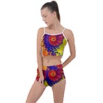 Fractal Spiral Bright Colors Summer Cropped Co-Ord Set